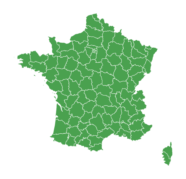 Carte de vigilance météo du jour, par département
